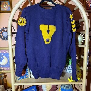 Men's Blue and Yellow Sweater